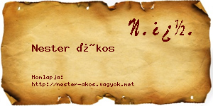 Nester Ákos névjegykártya
